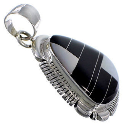 Southwest Jewelry Black Jade Mother Of Pearl Silver Pendant NS51409